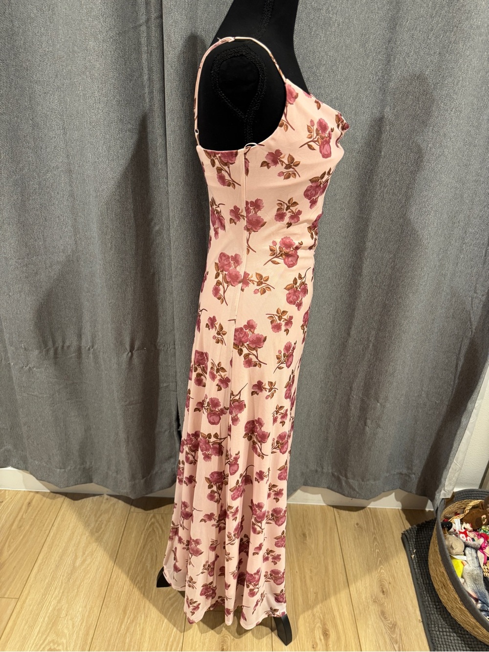 Francesca’s Pink Floral Slip Dress with Rose Print - Picture 2 of 5